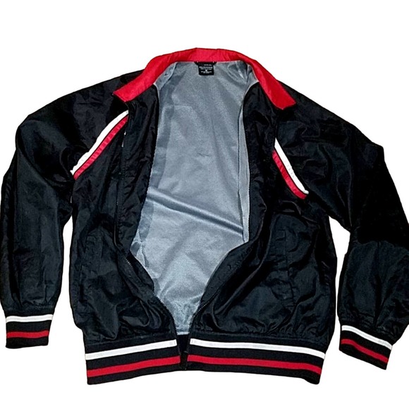 VTG AVIREX 75 Lightweight Zip-Up Jacket Collared Black / Red / White SZ M - Picture 3 of 8